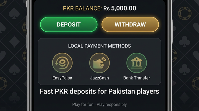 Deposit and withdrawal screen with PKR methods - multilingual support interface